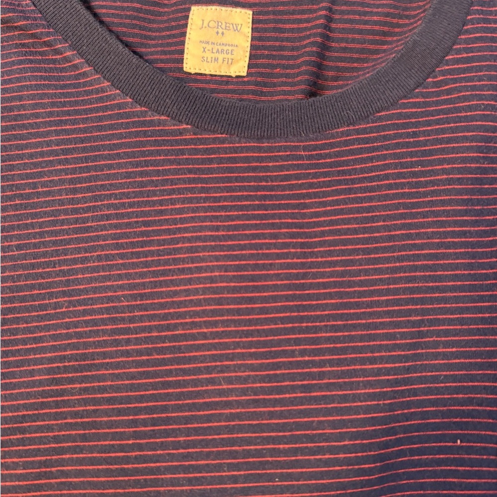J. Crew Men's Short Sleeve Striped Tee - Navy/Red - Picture 4 of 4